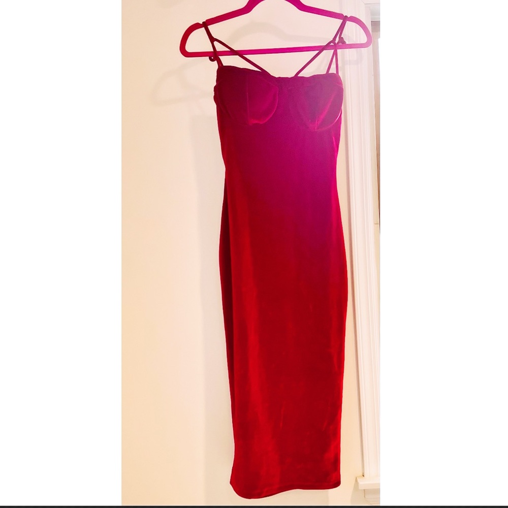 Red velvet dress